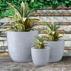 Kante Set of 3 Blue Gray Concrete Bowl Round Planters for Modern Home - Image 5