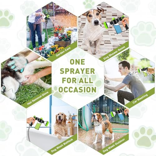 Dog Shower Attachment, Dog Washing Hose Attachment Indoors, Garden Hose Nozzle Sprayer with Soap Dispenser and Grooming Glove - Image 5