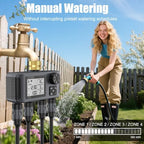 Hose Water Timer, Programmable Sprinkler Timer with Rain Delay/Manual/Automatic Drip Irrigation System for Outdoor Garden Yard, 4 Outlet - Image 3