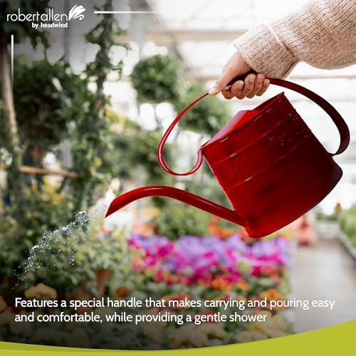 Headwind Willow Decorative Watering Can, 0.5 Gallon Small Metal Watering Can for Indoor Plants & Garden, Vintage Galvanized Steel, Long Spout, Indoor & Outdoor – Cayenne Red - Image 6