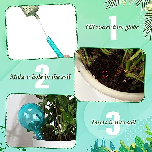Pinkunn 50 Pcs Plastic Plant Watering Globes Translucency Plant Watering Devices Self Watering Globes Automatic Watering Drip Irrigation Equipment for Plant Garden Indoor Outdoor, 2 Size, Lake Blue - Image 4