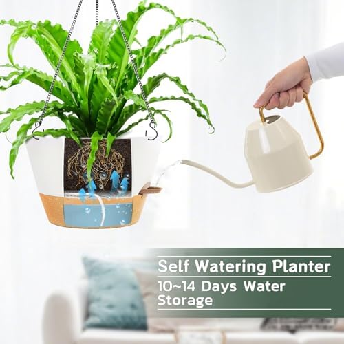 ZMTECH Large 12Inch Self Watering Hanging Planter, Water Window & Chain - Image 4
