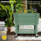 Permasteel Raised Garden Bed with Legs, 40×20×37 in, Planter Box with EnGrow™ TrueSoil™ Technology for Vegetables, Flowers, Herbs, and Fruit, Outdoor Indoor, Storage Shelf, Sage - Image 3