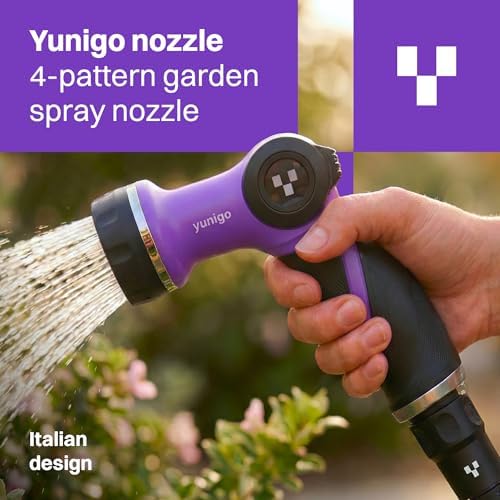 SPRAY NOZZLE, 4-Pattern Water Hose Nozzle with Thumb Flow Control, Ergonomic Grip & Metal Connector, Fits Standard Garden Hoses - Image 2