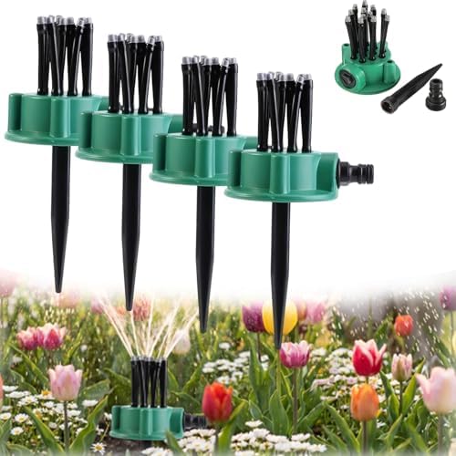 LONGLUAN 360° Coverage Precision Garden Irrigation Sprinkler, Lawn Irrigation System, Multi-Directional Automatic Water Sprinklers for Large Area Yard, Vegetable Garden, Flower Bed (4pcs) by LONGLUAN