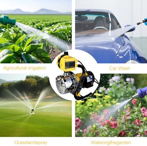 1HP 18gpm Shallow Well 110V Booster Pump Portable Garden Pond Water Transfer Pump Electric Yard Pool Cover Draining Pump Above Ground Irrigation Pump (J100-electronic switch) - Image 3