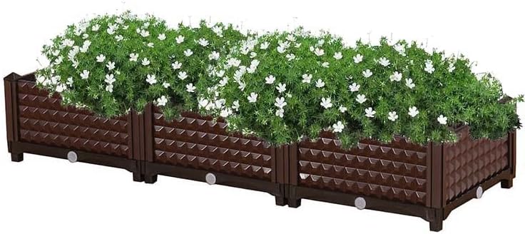 YSUEFIJO Raised Garden Bed Outdoor, Elevated Plastic Planter Box, Garden Grow Box Patio Gardening Planter Box, with Water Design & Drainage Holes, for Flower Vegetable Herbs by WELCOMETOYSUEFIJO