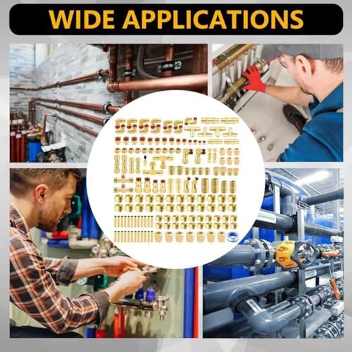 170Pcs DOT Air Brake Line Fittings & Brass Air Nylon Tube Compression Fittings Assortment Kits,1/4" 1/8" 3/8" 1/2" NPT Push To Connect Fittings Quick Connect Air Hose Fittings for Truck or Air System - Image 6