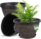 Nooulap 4 Pack 12 Inch Plant Pots with Drainage Holes and Saucers by Nooulap