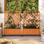 2 Trellis Raised Garden Bed with Wheels, Lattice Privacy Screen by ScienGardenJoysofgardening