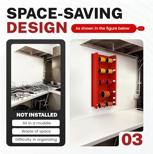Wall-Mounted Wire Spool Holder, 5-Rod Steel Storage & Display Rack - Image 4