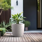Kante Large Round Bowl CON Gray Concrete Planter 18" Dia, Outdoor - Image 4