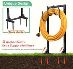 Garden Hose Holder Reel, Upgraded Metal Hose Reels Holds 150ft Hose with 4 Large hooks, Heavy Duty Freestanding Water Hose Holders, Detachable Hose Storage Hanger for Outside - Image 2