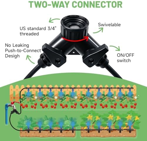 Riboud 165FT Drip Irrigation Kit, Quick-Connect Garden Watering System with 30 Adjustable Misting Nozzles for Garden Greenhouse, Hanging Plants, Raised Beds - Image 5