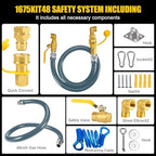 3/4" × 48 inch Commercial Gas Hose, 1675KIT48 Safety System Kit, Mobile Gas Line Hose Connector Kit for Commercial Kitchen, with 3/4" Quick Disconnect（GRAY) - Image 2