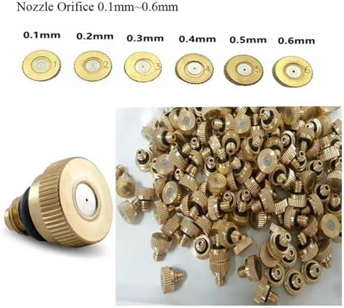 50Pcs Brass Irrigation Thread Mist Nozzle Low Pressure Misting Sprayer Water Nozzles UNC10-24 for Dust Control Outdoor Cooling System(0.6mm) - Image 2