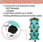 GameXcel Vertical Planter Tower - 5 Tier Stackable Garden Planters with Wheels and Tools Plant Pots for Strawberry Herb Flower and Vegetable Indoor Outdoor Use Teal 2 Pack - Image 7