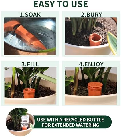 Soilagua Large Terracotta Watering Spikes with Lids, 8-Pack - Image 5