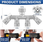 4 Way Garden Hose Splitter, 304 Stainless Steel Outdoor Faucet Splitter with 4 Individual Shut Off Valves, 3/4" GHT High Flow Hose Bib Spigot Connector - Image 2