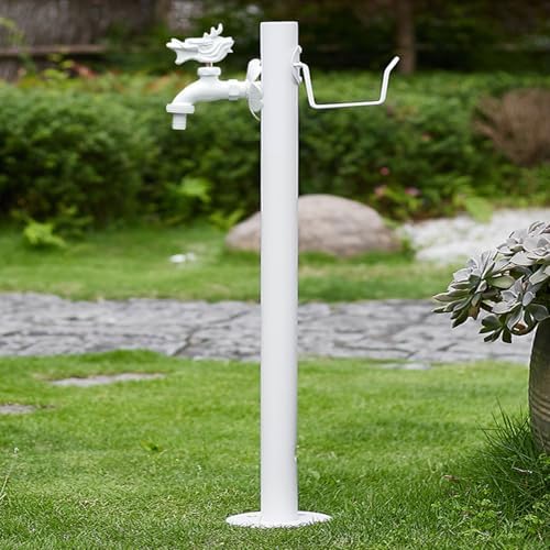 White 304 Stainless Steel Vertical Garden Water Column Garden Hose Holder Freestanding with Faucet Outdoor Garden Water Column Faucet Water Hydrant Fountain for Backyard, Lawns, Restrooms.(86cm/33.9in by Pllrbvshs