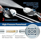 AquaCare High Pressure 6-way Dual Shower Head Combo with Built-in Filter & Power Wash - Clean Tub, Tile & Pets. Remove Chlorine, Lead & Toxins from Water to Protect Skin, Hair, & Nails. Chrome Finish - Image 5