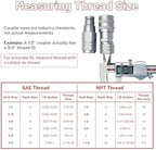 3/8" Flat Face Hydraulic Quick Connect Coupler Set,3/8" NPT Thread,5076 PSI,ISO 16028 Standard,with Dust Caps - Image 6