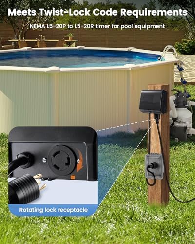 SURAIELEC Digital Pool Timer for Above Ground Pool, NEMA L5-20R Twist-Lock - Image 3