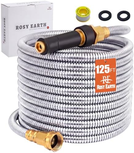 Rosy Earth 125 FT Garden Hose Expandable, 304 Stainless Steel Water Hose by RosyEarth