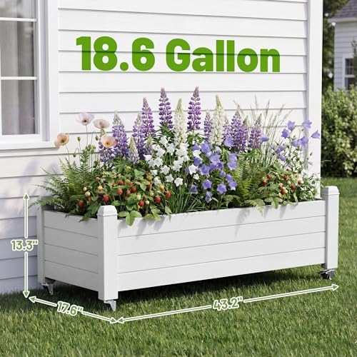 Fancyango Raised Garden Bed with Wheels 13.3" Hx2 -Ashen - Image 2