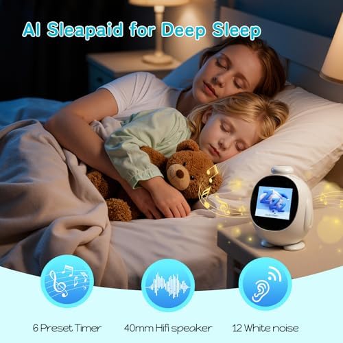 Smart Alarm Clock for Kids with AI Voice & Time Management, Sleep Trainer with 12 White Noise Sounds, Ok to Wake Night Light, Toddler Clock for Bedroom, Fun Educational Children Gift - Image 5