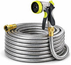 Metal Garden Hose 75 ft – 304 Stainless Steel Water Hose with Nozzle Sprayer, Garden Hoses Flexible, Lightweight, No Kink, Heavy Duty for Outdoor (75 ft) by Holldoor