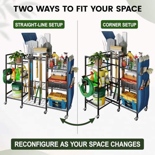 keomaisyto 3-Sided Garden Tool Organizer with Wheels, Garage Storage Rack - Image 2