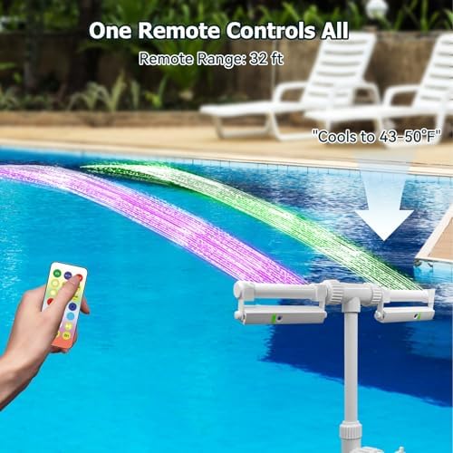 Solar Pool Fountain with Lights-7 RGB Colors & 42 Lighting Effects, 360° Rotation Dual-Head Sprinkler, Remote-Controlled, IP68 Waterproof Solar Powered Pool Light for Above/In-Ground Pools (Solar) - Image 5
