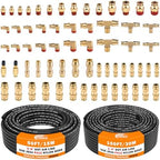 CheeMuii 64 Pcs Brass DOT Air Line Fittings with 1/4" & 3/8" DOT Air Hoses by CheeMuii