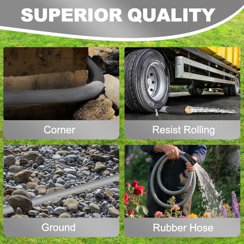 YOTOO Heavy Duty Hybrid Garden Water Hose 5/8-Inch by 100-Feet 150 PSI Kink Resistant, Flexible with Swivel Grip Handle and 3/4" GHT Solid Brass Fittings, Gray - Image 6