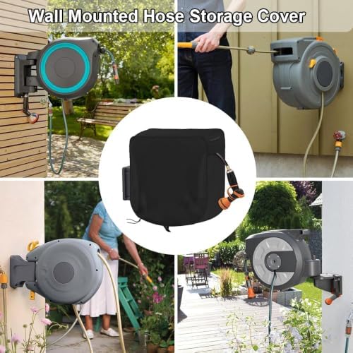 Hose Reel Cover for Gorilla GRS-150H 2021, Garden Wall Mounted Hose Storage Cover, Waterproof Portable Hose Protector with Drawstring, Daily outdoor protection,Black - Image 5