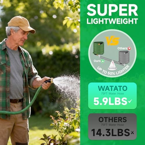 Garden Hose 75FT Non-Expandable Water Hose Flexible Kink-Free Lightweight Leak-Proof Sturdy Outdoor Hose Water Pipe for Garden Yard Lawn Camper 3/4 Inch Fittings - Image 5
