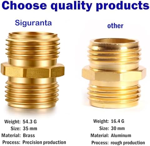 SIGURANTA Garden Hose Connector Adapter,3/4" GHT Double male Connectors, Brass Repair Fittings with Dual for Male to Male Adapter (10 Pack) - Image 3