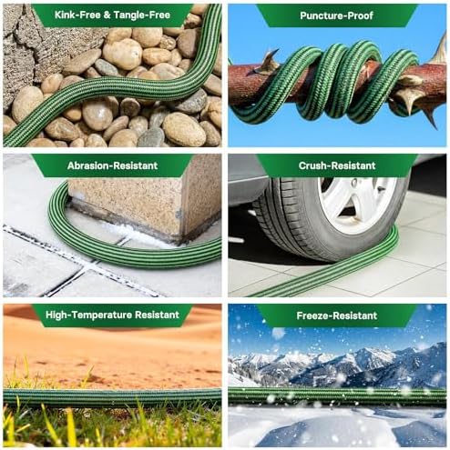 Garden Hose 100 ft Flexible Non-Expandable Water Hose Kink-Free Ultra Lightweight Leak-Proof Durable Portable Wear-Resistant Hoses Pipe with 3/4" Brass Fittings for Outdoor Yard Lawn Car Wash - Image 5