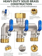 3-Way Garden Hose Splitter, Heavy-Duty Brass, 3/4" GHT, Blue - Image 2