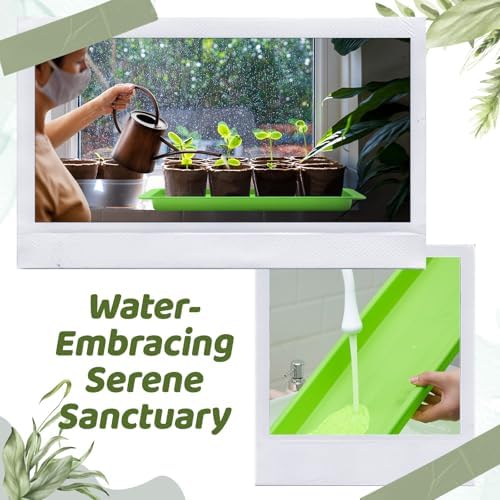 Cinnvoice 4 Pcs 24 x 8 x 1.6 Inch Rectangle Plant Saucer Tray, Green - Image 4
