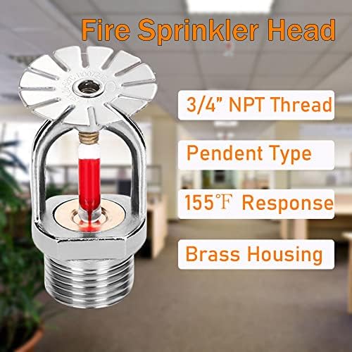 6pc Fire Sprinkler Head 3/4 Inch Pendent Type 155 Degree Quick Response Water Spray Down 68℃ Brass Fire Sprinkler Heads 3/4 NPT Thread for Home Commerical Residential (Pendent Sprinkler - Image 3