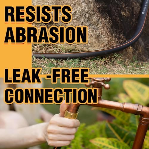 100 ft Garden Hose, 5/8 in Hybrid Rubber, Heavy Duty Water Hoses - Image 5
