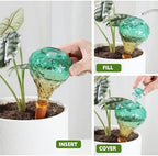 12 oz Plant Watering Globes, Green Glass Self Watering Bulbs Top Fill with Terracotta Spikes Stake, Self Watering Planter Insert Vacation Automatic Plant Waterer Device for Indoor & Outdoor 2Pack - Image 4