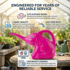PMU 12Pcs 2-Quart Elephant Watering Can – Durable Plastic Garden Watering Can for Indoor & Outdoor Plants, Easy-Pour Spout, Large Water Pot, Pink - Image 5