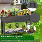 Elevated Raised Garden Bed with Legs, 33.66" Tall Self-Watering Resin Outdoor Planter Box with Storage Shelf, Drain Plug Water & Monitor for Plants Vegetables Flowers Fruits (Black) - Image 6