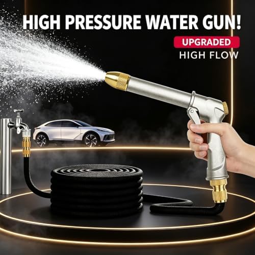 100% heavy-duty metal car wash and garden spray nozzle, all-copper nozzle, 360° rotatable with 4 spray modes, fits 3/4 inch hose connection, versatile for watering plants, lawn, and car washing - Image 2