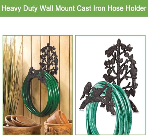 OwnMy Cast Iron Garden Hose Holder Wall Mount Water Hose Hanger for Outside - Image 4