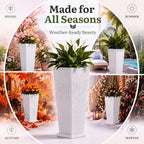 YITAHOME 2pcs Tall Planters 24" with Detachable Inner Pot, Outdoor Planter - Image 6