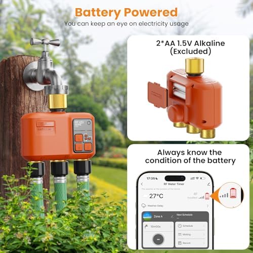 WiFi Sprinkler Timer 3 Zone, Smart Water Timer with Brass Inlet & Outlet - Image 7